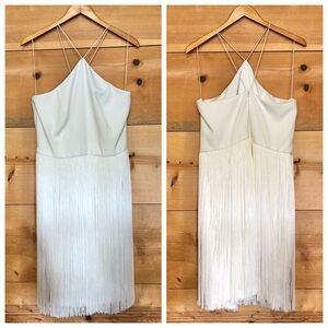 Aidan Mattox fringe dress halter NYE gatsby semiformal sleeveless bridal